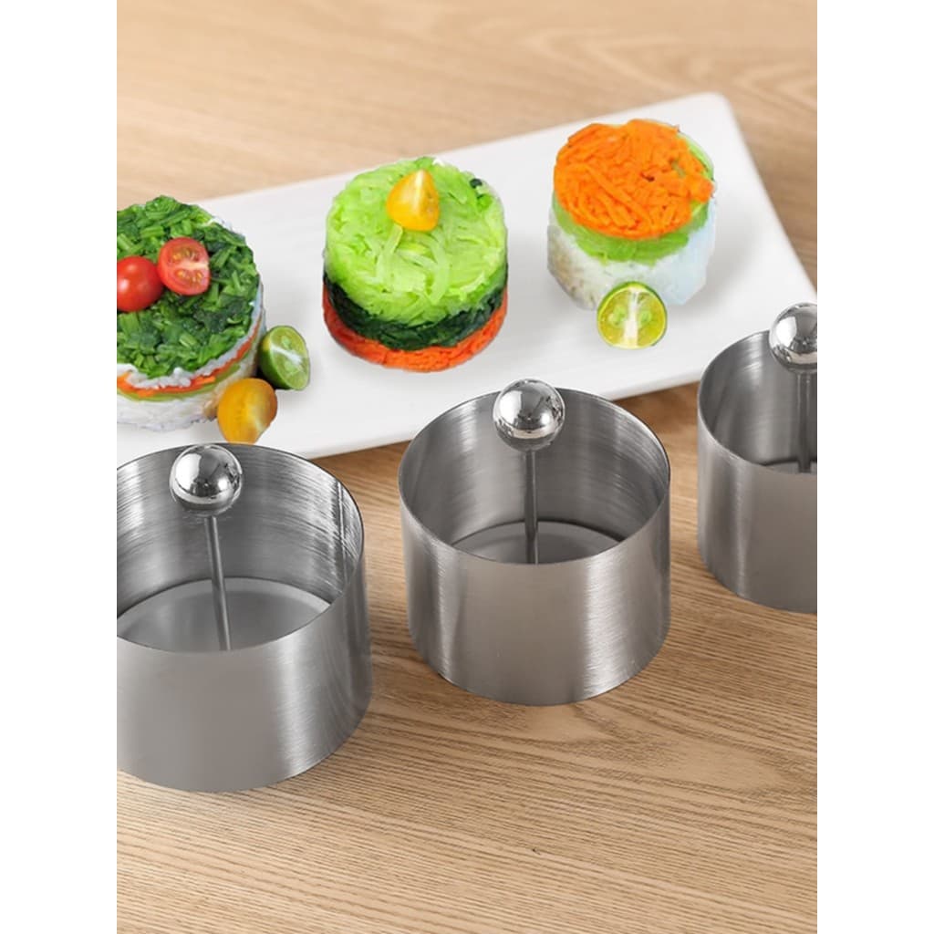Molde vegetal frio de aço inoxidável redondo vegetal conjunto de três peças ferramenta arroz roxo Taro queijo picado tij