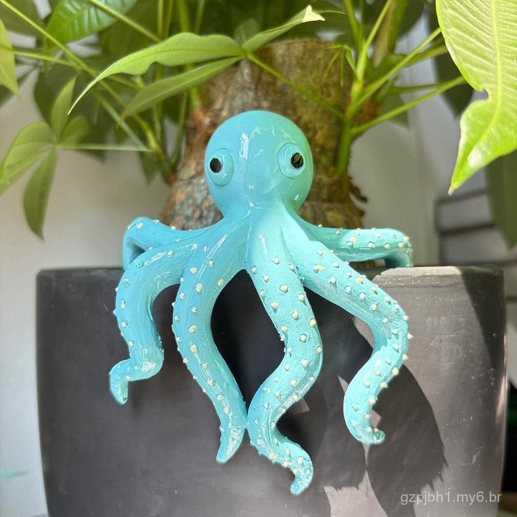 para Vaso de Plantas em Forma de Polvo, Enfeite para Vaso de Flores, Estátua de Tartaruga em Resina, Enfeites Di