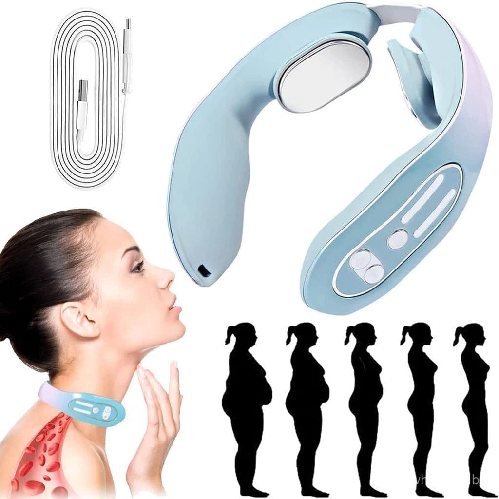 Massageador de Drenagem Linfática 2023, Dispositivo EMS para Acupontos Linfáticos, Massageador de Pescoço Portátil com 1