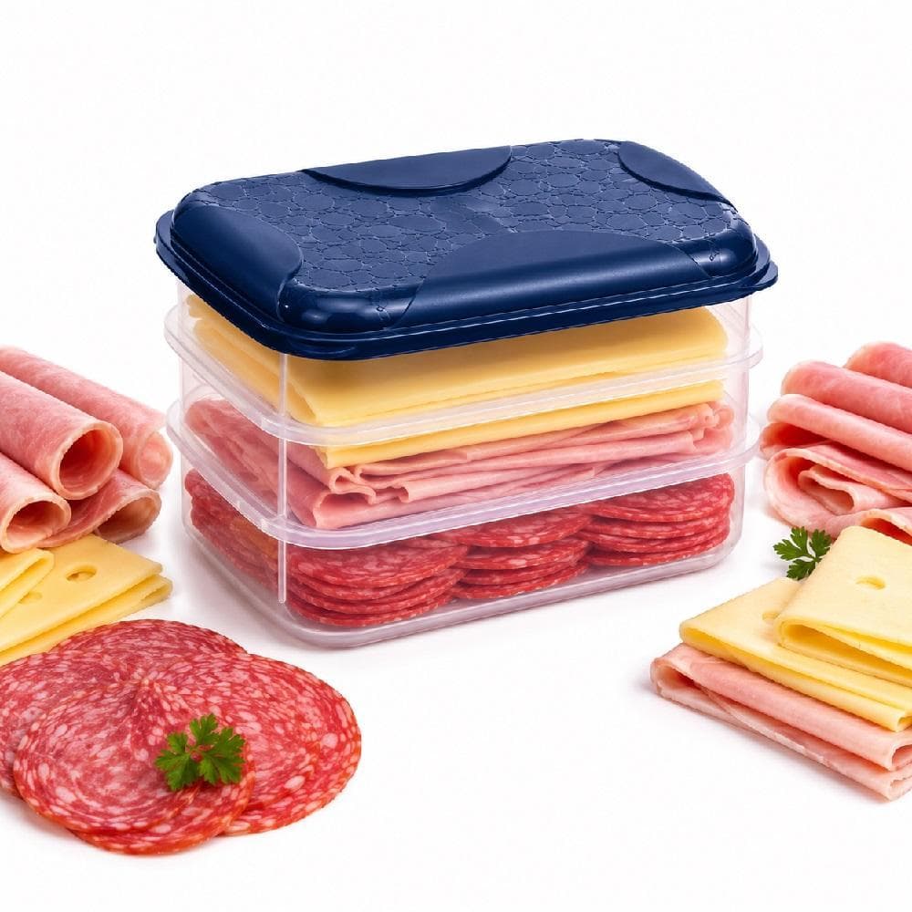 Porta Frios Triplo Tampa 3 Divisorias Pote Organizador Geladeira Cozinha Premium