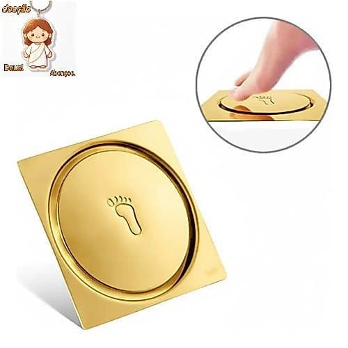 Ralo Click Inteligente 10x10 Cm Quadrado - Inox Dourado