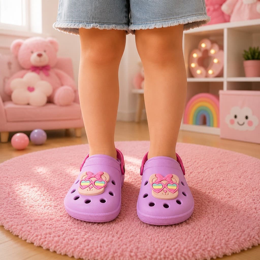 Sandalia Papete Infantil Menina Ursinha com Óculos Leve Confortável Antiderrapante Casual Passeio Escola Lançamento