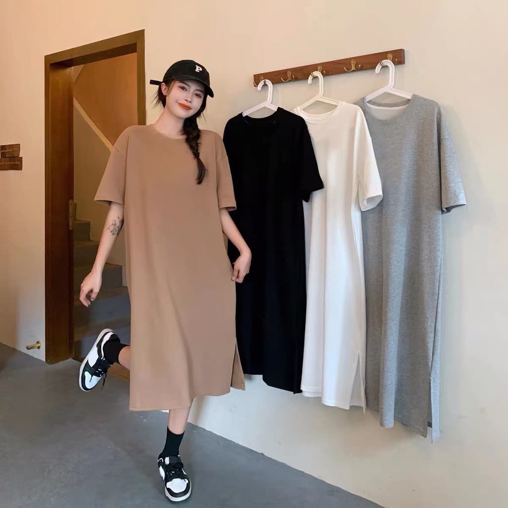 Vestido Casual de manga curta tamanho grande feminino verão
