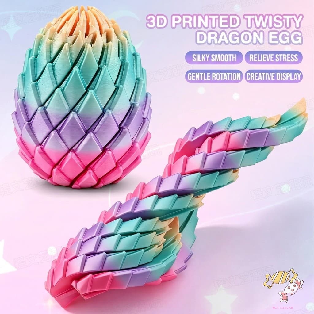 Brinquedo Deformável Giratório De Ovo De Dragão Impresso Em 3D-Educacional Para Aliviar O Estresse