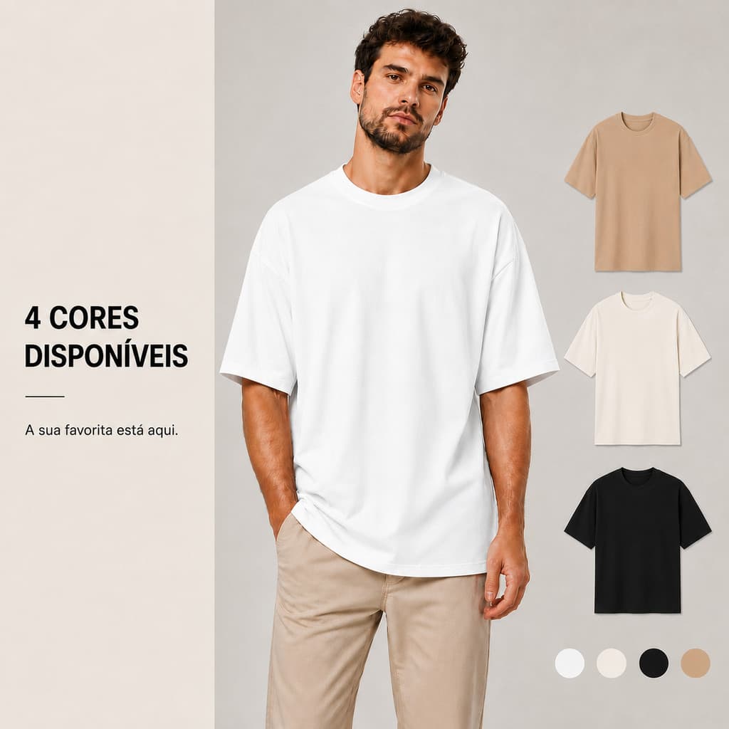 Camiseta Masculina Oversized 100% Algodão  Manga Curta Lisa Casual Streetwear Academia Treino