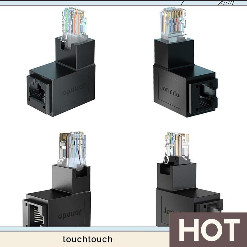 Adaptador Ethernet RJ45 Macho Para Fêmea , Extensor De Rede De 90 Graus CAT5E CAT6 CAT8 , Conector De Cabo touchtouch1 .