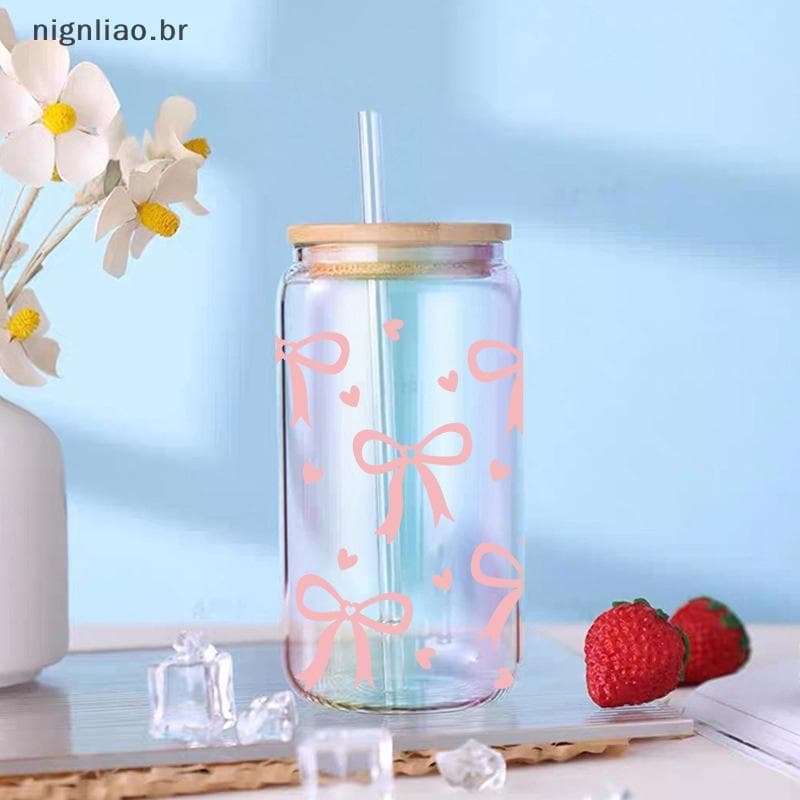nignliao 3D UV DTF Transferências Stiers 16oz Copo Envolve Arco Dos Desenhos Animados Impresso Para DIY Vidro Cerâmica M