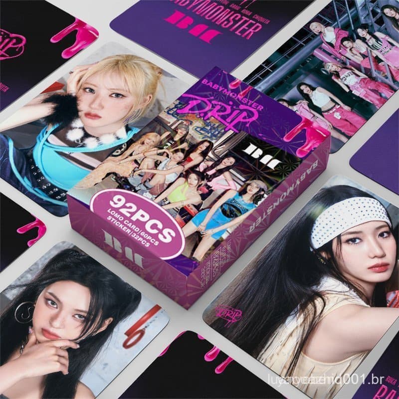 KPOP 92 Unidades/Caixa BABYMONSTER Photocards Gotejamento LOMO Cartão De Coleção