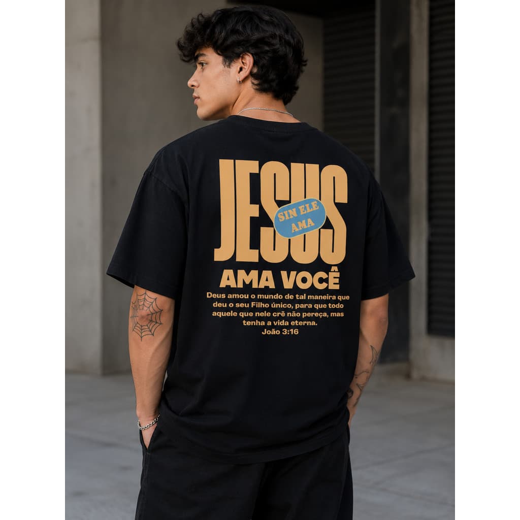 Camiseta Unissex Algodão Cristã Evangelica Jesus Ama Você