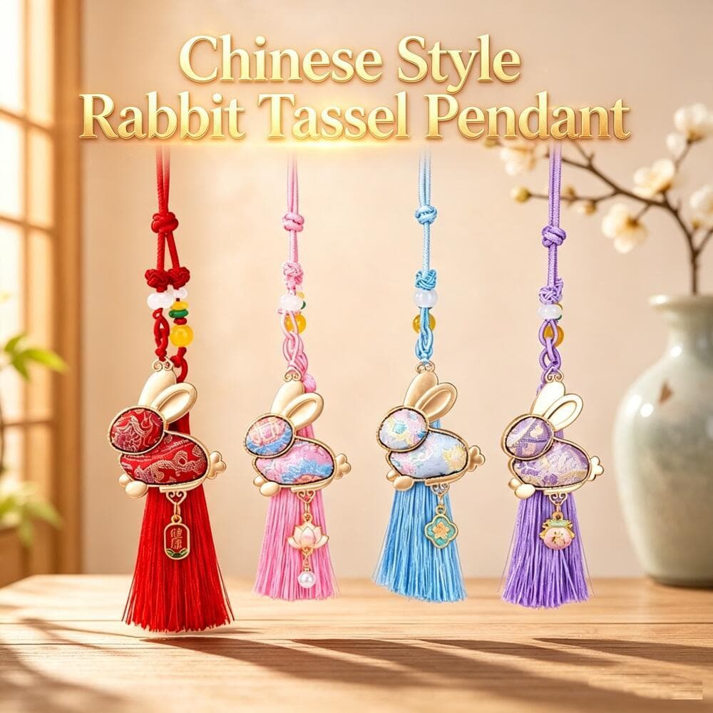 Estilo Chinês Canção Brocado Dupla Face Bordado Coelho Pingente Hanfu Cheongsam Cintura Pendurado Ornamento Carro Decora