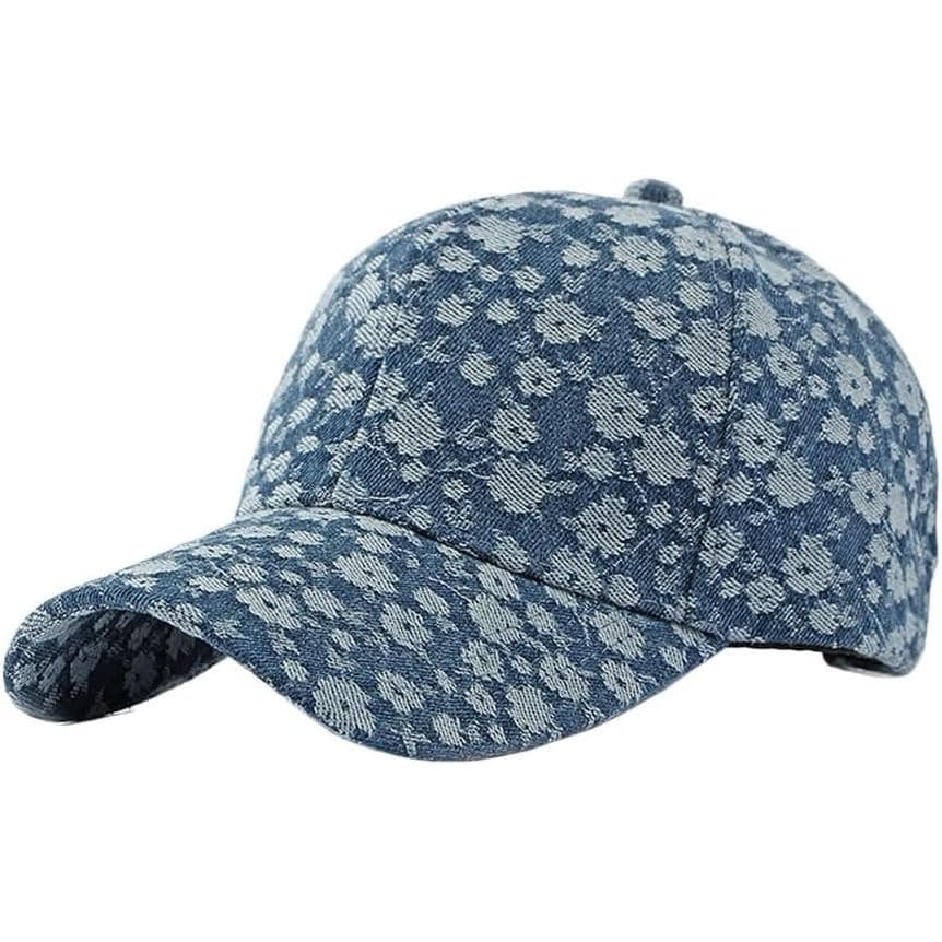 Boné de Beisebol Feminino em Denim Jacquard, Clássico, Ajustável, Estilo Trucker, Casual, para Corrida, Viagens, Praia e