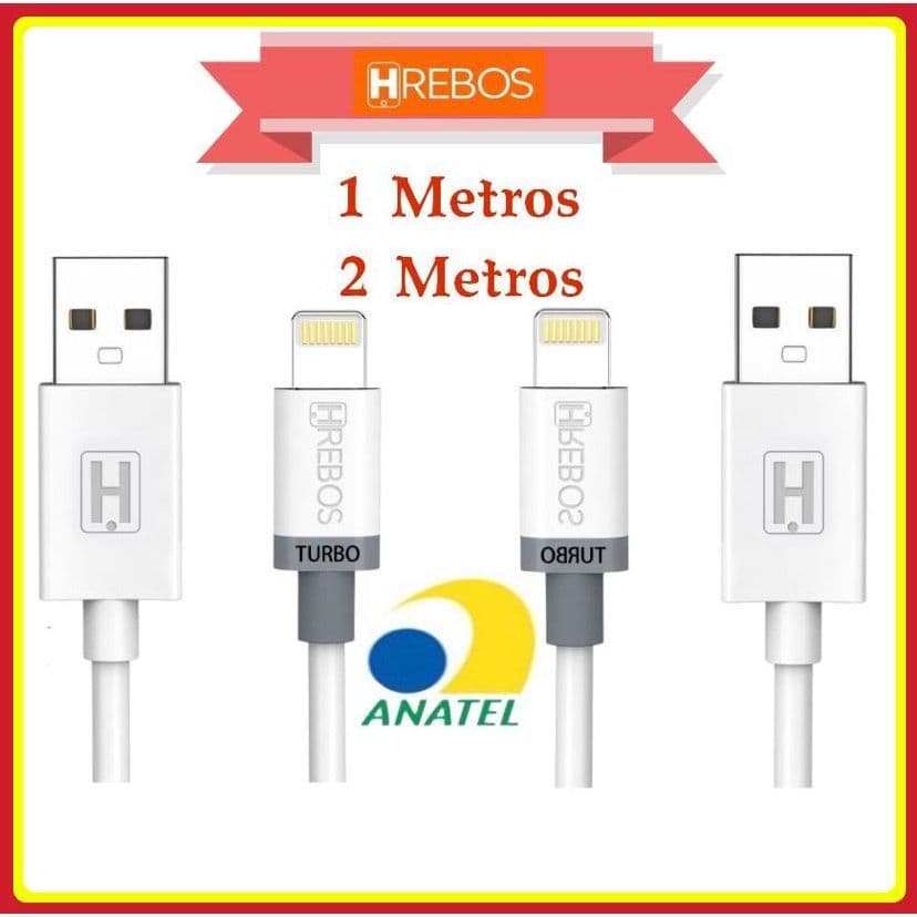 Cabo de Lightning Turbo Pra iPhone Carregamento Rápido 1 e 2 metros  HRebos original HS-70 HS-73