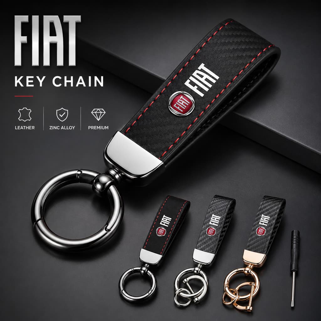 Chaveiro De Carro FIAT Pulseira De Couro De Camurça Porta-Chaves De Fibra De Carbono Clipe De Liga De Zinco Premium Para