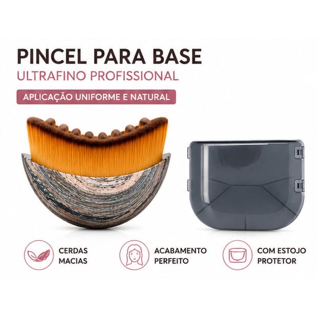 Escova para Base Ultrafina Profissional com Estojo Pincel de Maquiagem