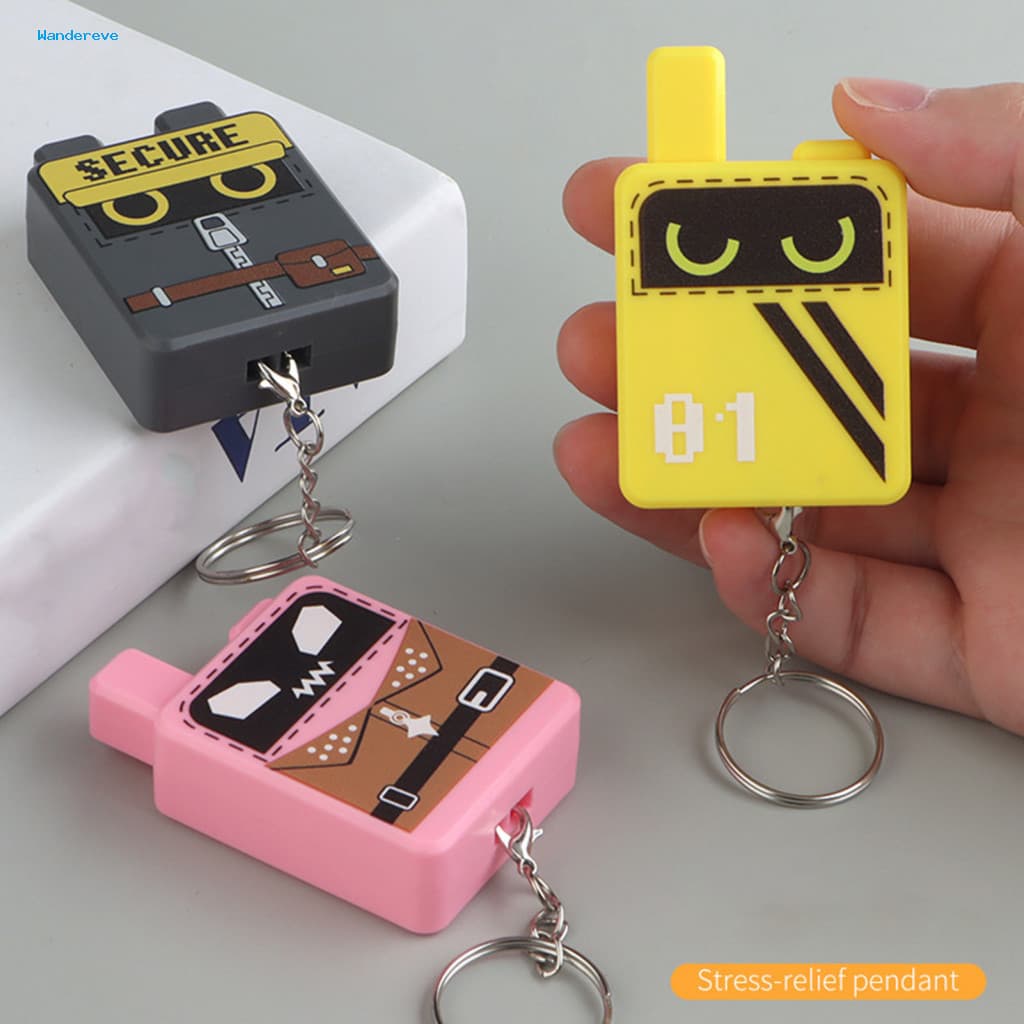 Cartoon Cube Clicker Keychain Toy Stress Relief Fidget Button Decompression Key Ring Bag Charm Purse Pendant for Kids Ad