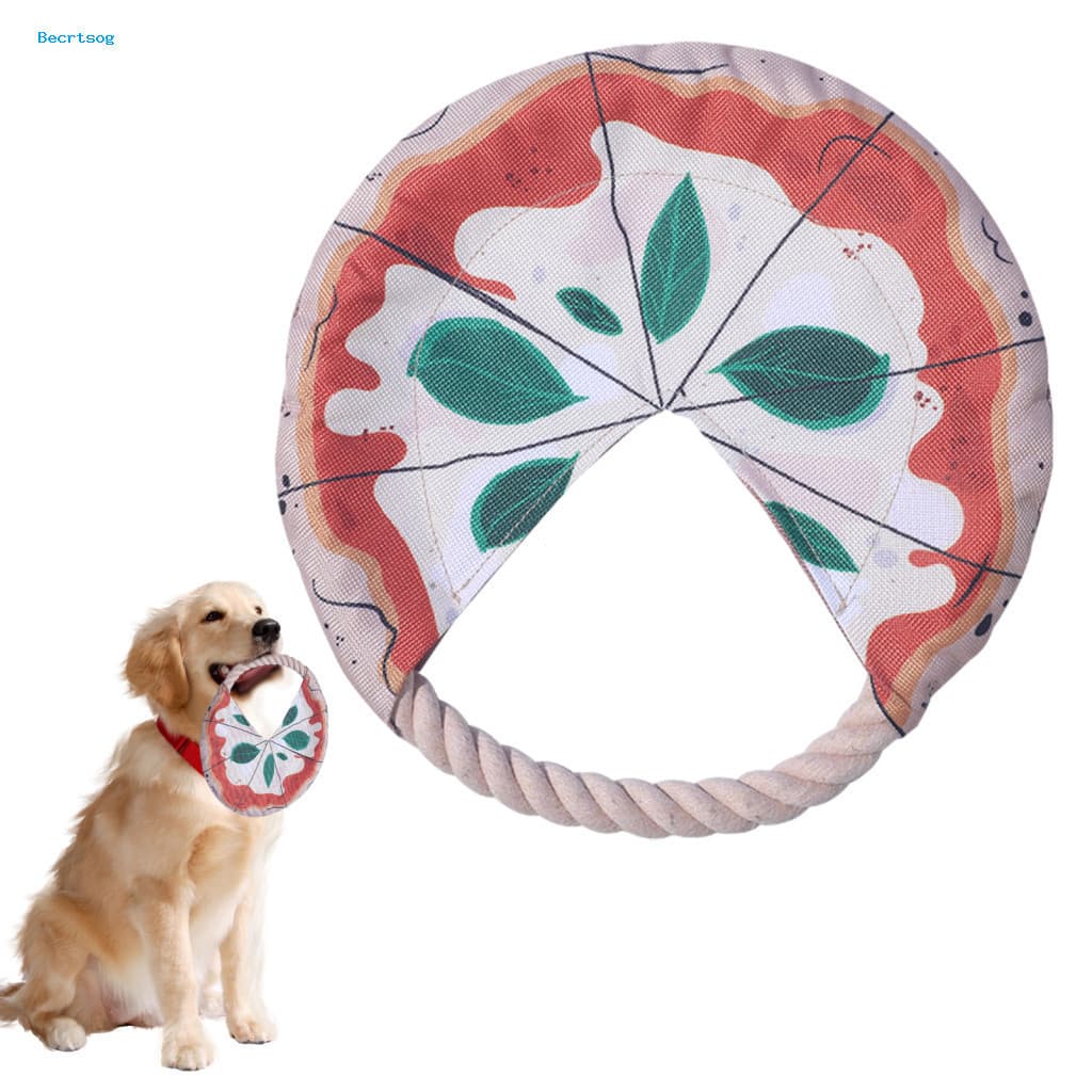 Flying Disc Toy with Cotton Rope Dog Training Canvas Pizza Teething – Durable Bite-resistant Outdoor for Breed for Act