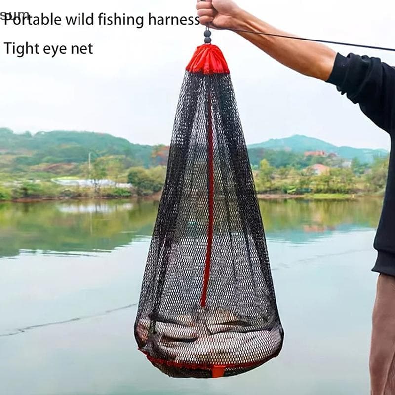 [sum] Rede De Pouso De Pesca Coleção De Captura Bolsa Com Cordão Portátil Dobrável Thiening De Malha De Grade Pequena Eq
