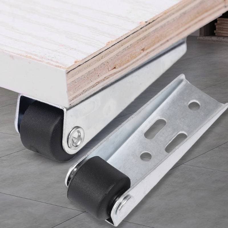 Suporte de aço inoxidável + rolo de nylon para roupeiros e móveis pesados, ultra silencioso
