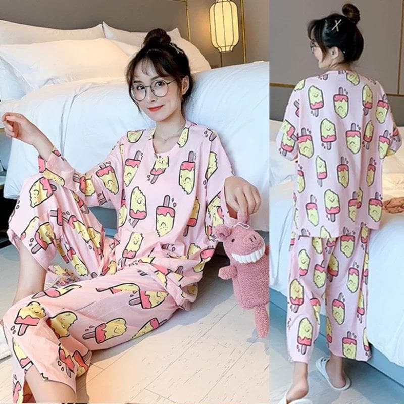 Pijamas de manga comprida femininos primavera outono plus Size pijamas femininos verão versão coreana pode usar fora das