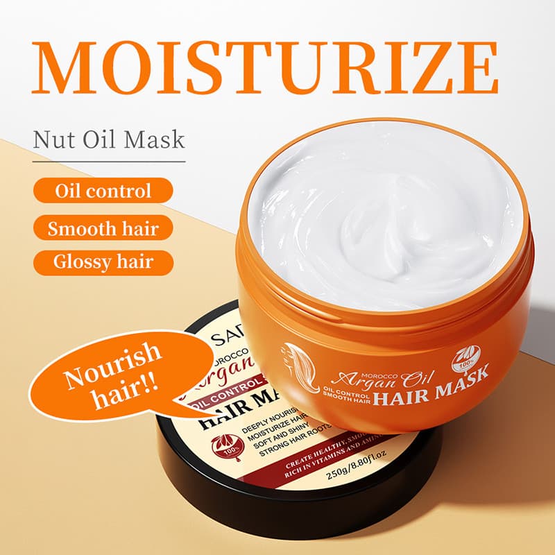 Máscara capilar reparadora; Máscara capilar com óleo de argan 100% Natural;; Máscara capilar rica em selênio E vitamina