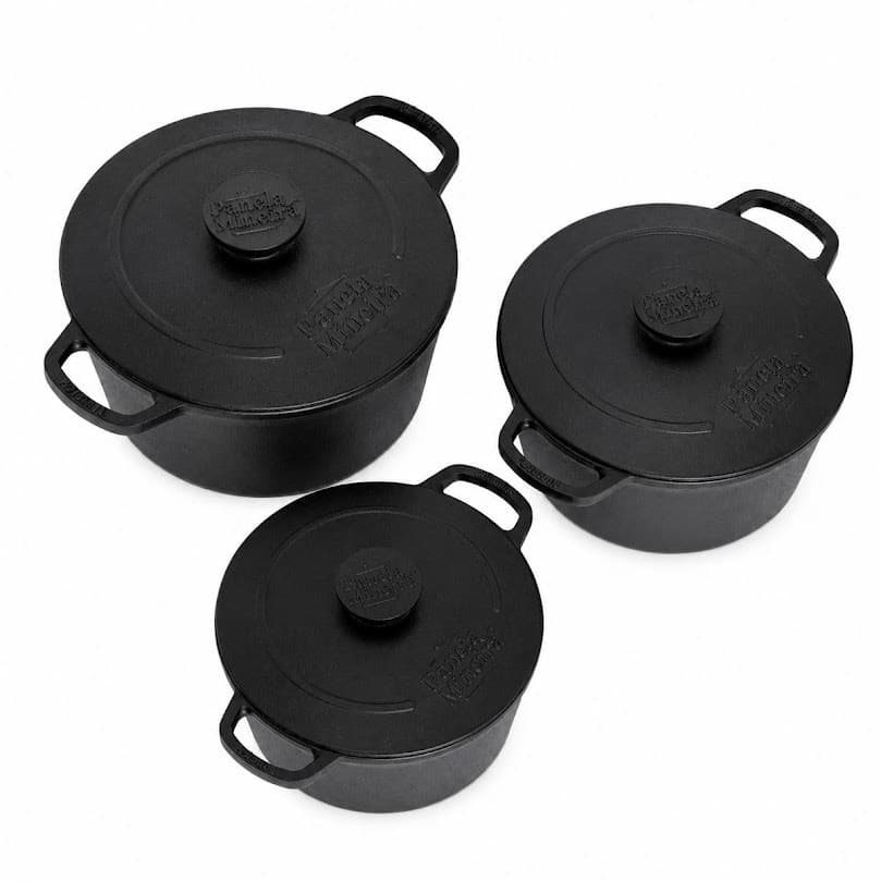 Kit Caçarolas Artesanal 3pcs de Ferro Fundido Panela Mineira