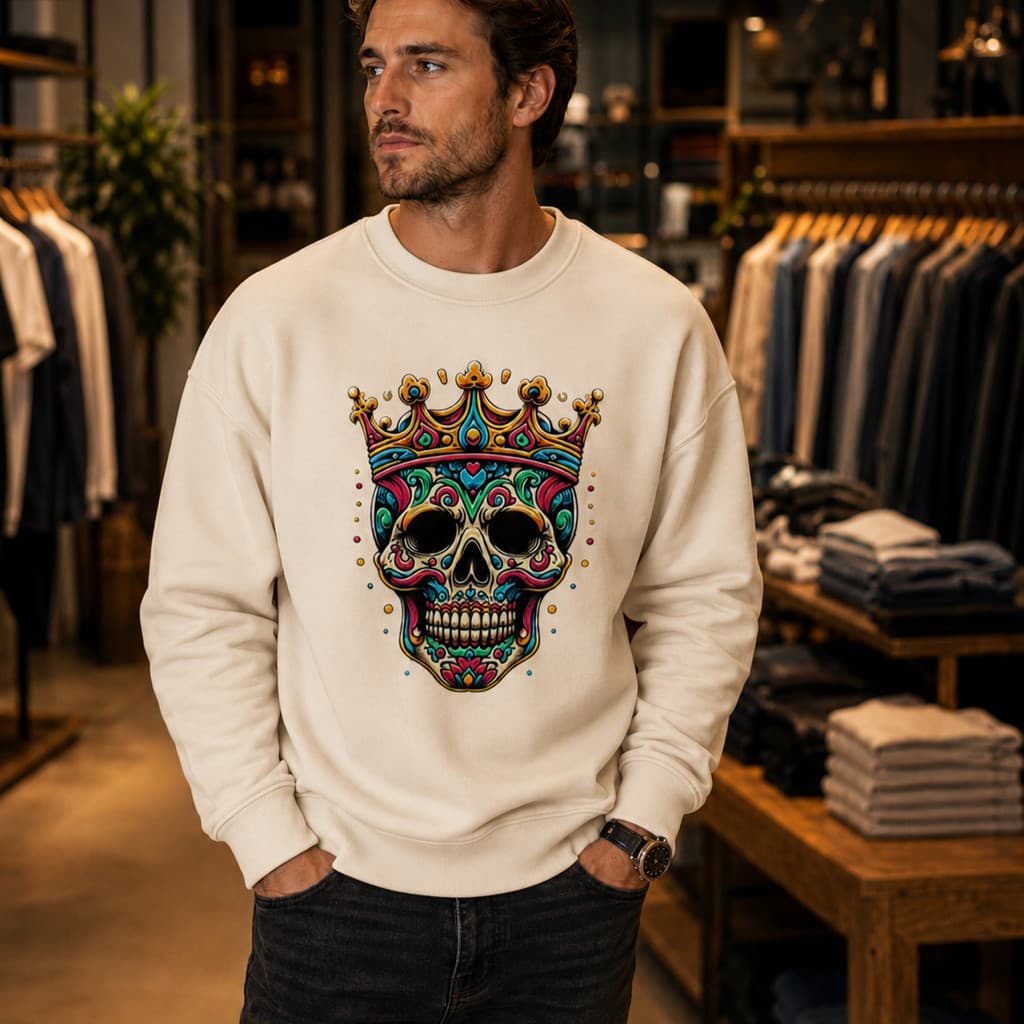 Moletom Masculino Flanelado Estampado Caveira Mexicana
