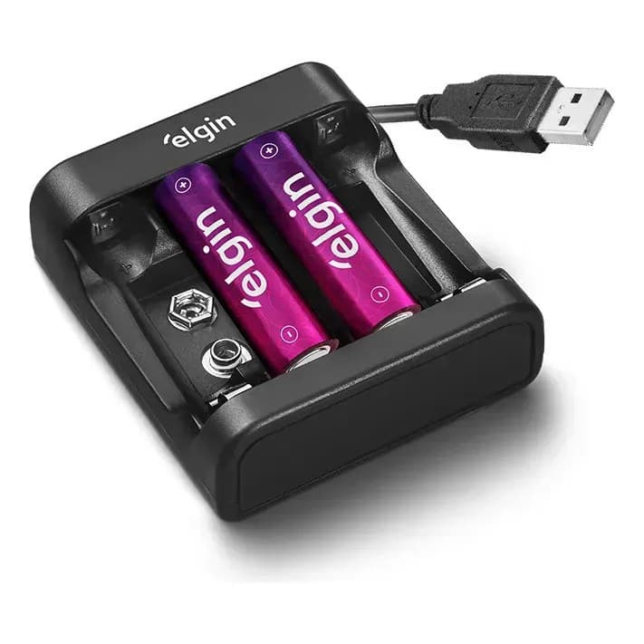 Carregador De Pilhas Usb Com 2x Aa1500mah Elgin 46rscusb0000