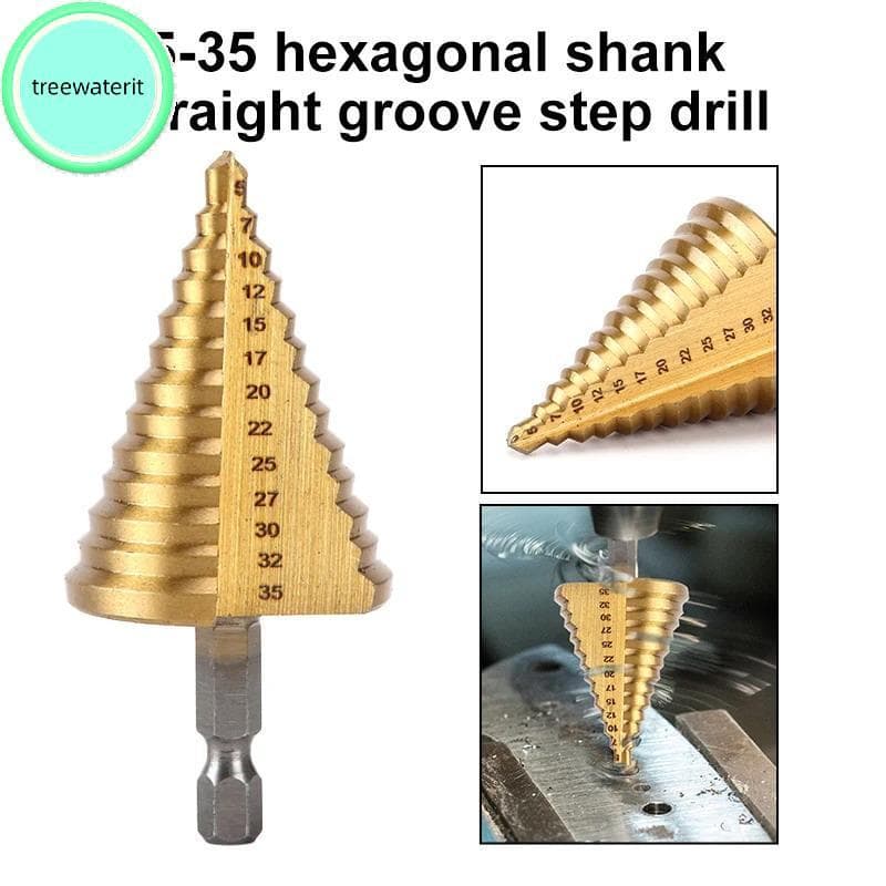 treewaterit Passo Broca Ouro Titânio Banhado Pagode Haste Hexagonal Multiuso Ferramenta De Alargamento Para Projetos De