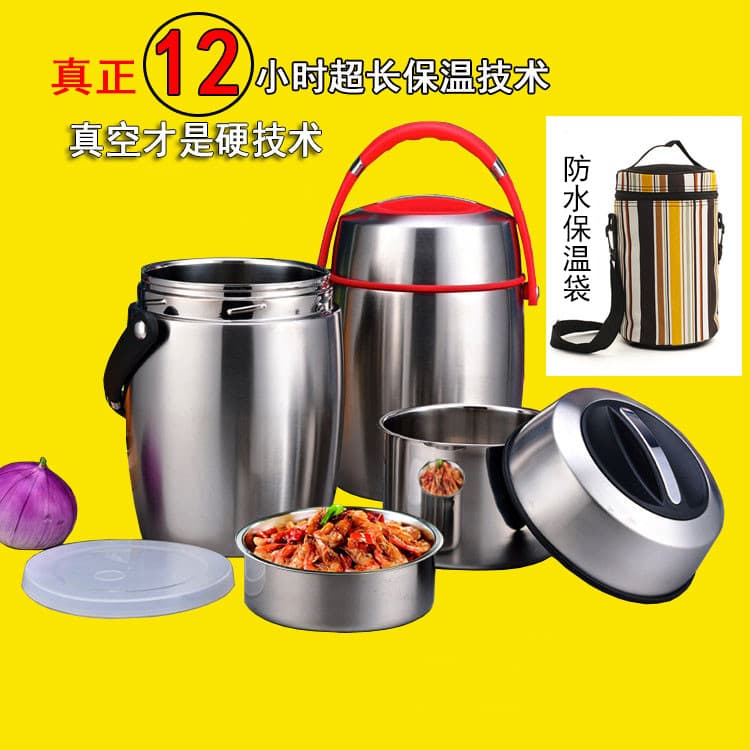 12 horas de isolamento pote livre utensílios de mesa redondo Bento caixa pote de vácuo grande capacidade 2L balde de arr