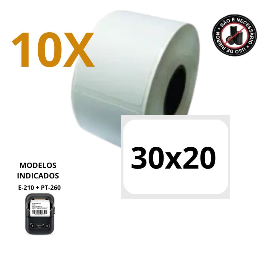 Etiqueta termica 30x20 para PT-260 | E-210 - 10 Rolos