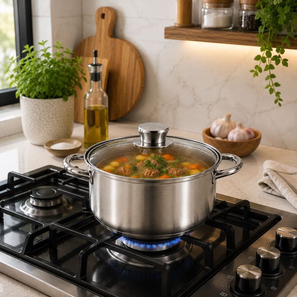Panela Fundo Triplo Inox 20cm 3 Litros Tampa Vidro Indução Vitrocerâmico Cozinha Casa
