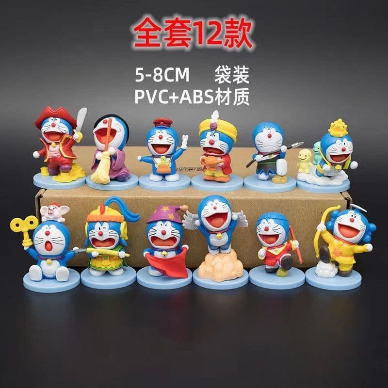 Tinkerbell ornamentos Doraemon figura azul gordura boneca menina coração modelo boneca conjunto completo