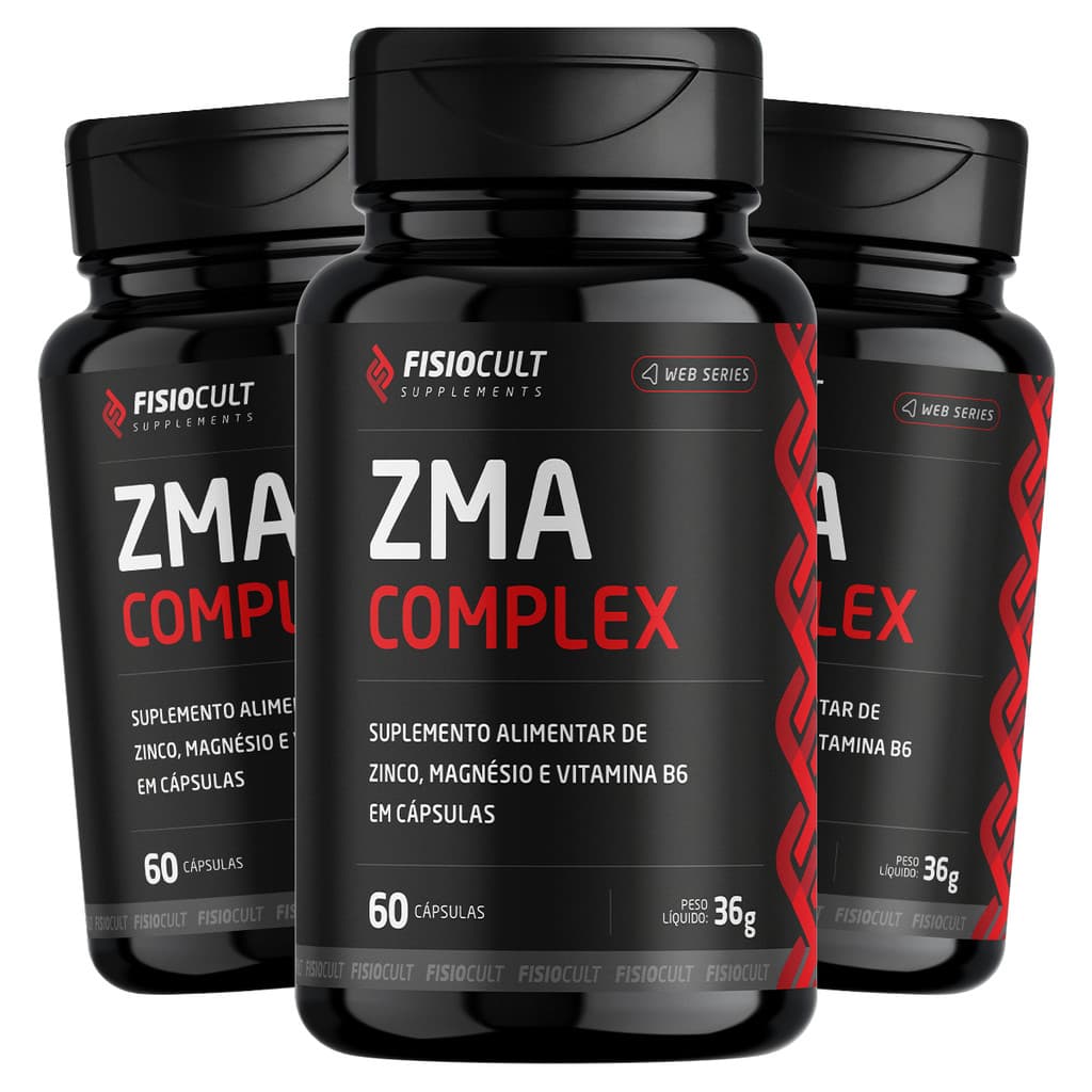 Kit 3 ZMA Magnésio Zinco Vitamina B6 180 Cáps Fisiocult