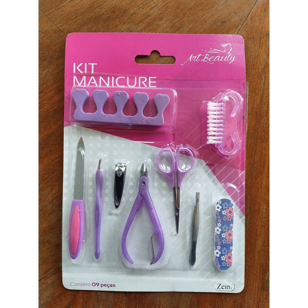 Kit Manicure Pedicure Profissional 9 Peças Aço Inox