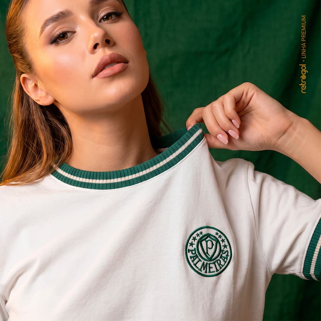Camisa Palmeiras Paulista 1976 Edição 50 Anos Branca Feminina - Linha Premium