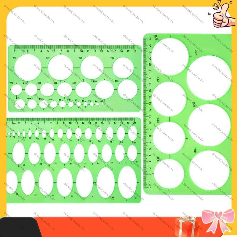 [Rápido D] 3 PCS Modelo Círculo De Plástico E Modelos Ovais De Medição Réguas Desenho Digital Para Escola