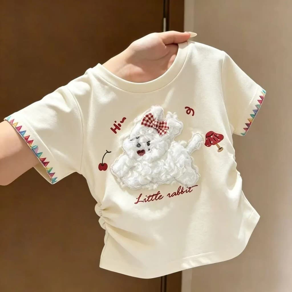[Promoção de novo produto] Versão coreana Roupas infantis Tops infantis de meia manga Meninas Médio Grande Crianças Cami
