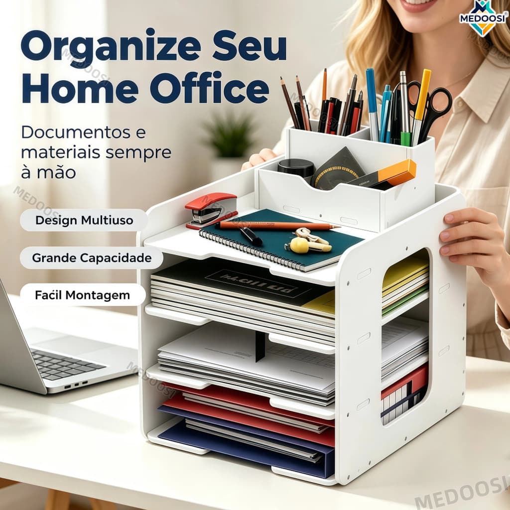 MEDOOSI 4 Camadas Suporte de Mesa Organizador | Porta-canetas Gaveteiro Multifuncional Escritório Documentos​