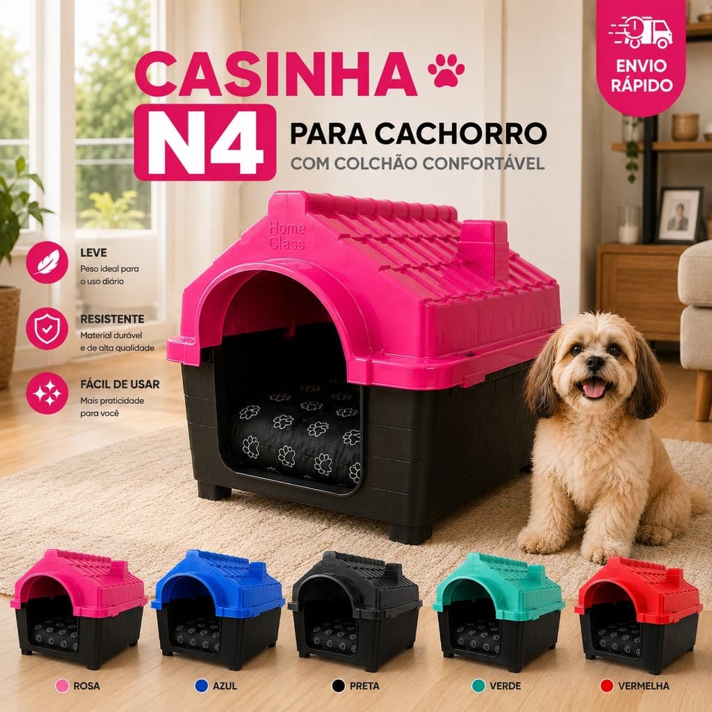 Casa Casinha Para Cachorro N4 Com Colchão Confortável Casa Para Cães