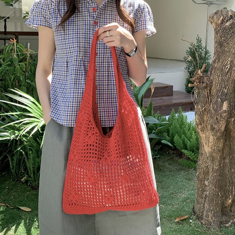 Versão coreana verão All-Match malha saco de malha 2026 novo estilo grande capacidade Commuter sacola Casual ombro oco s
