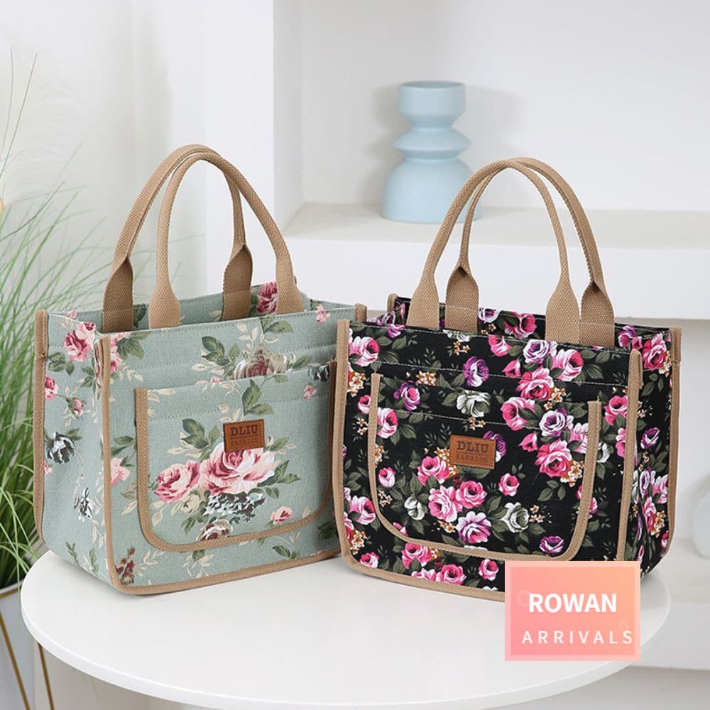 Bolsa De Almoço Com Estampa Floral ROWANBABY , Grande Capacidade Isolamento Térmico Espesso , Lancheira Térmica