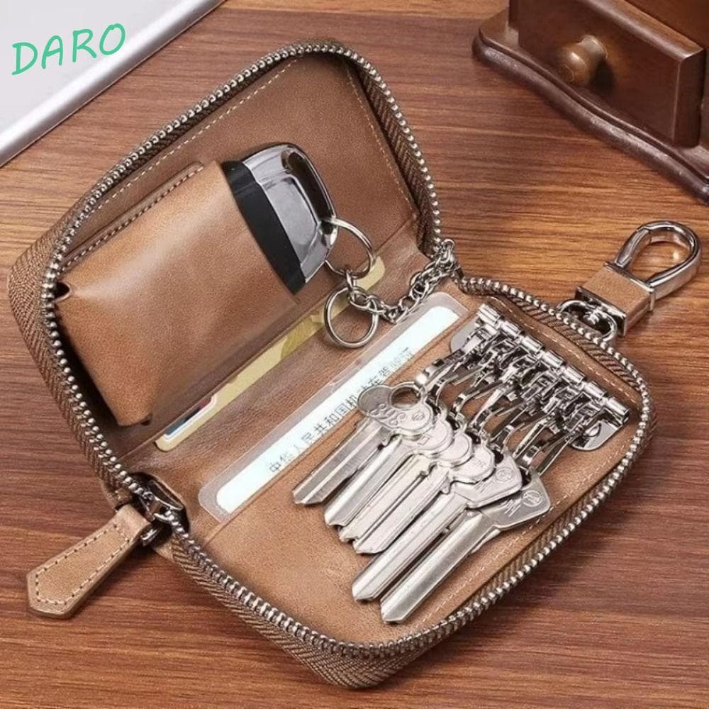 Bolsa Organizadora De Chaves DARO , Carteira Retrô Fashion Para De Carro , Fivela De Couro PU Com Zíper , De Armazenamen