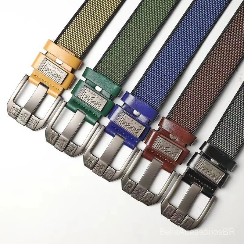 Cinto De Nylon Masculino Com Fivela De Pino , Dois Tons , Moda Ao Ar Livre , Lona Combinado Para Jeans , Treinamento Mil