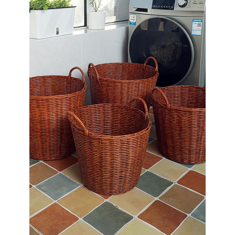 Cesta de roupas sujas de vime de plástico Cesta de armazenamento de roupas sujas Cesto de roupas domésticas Cesto de rou