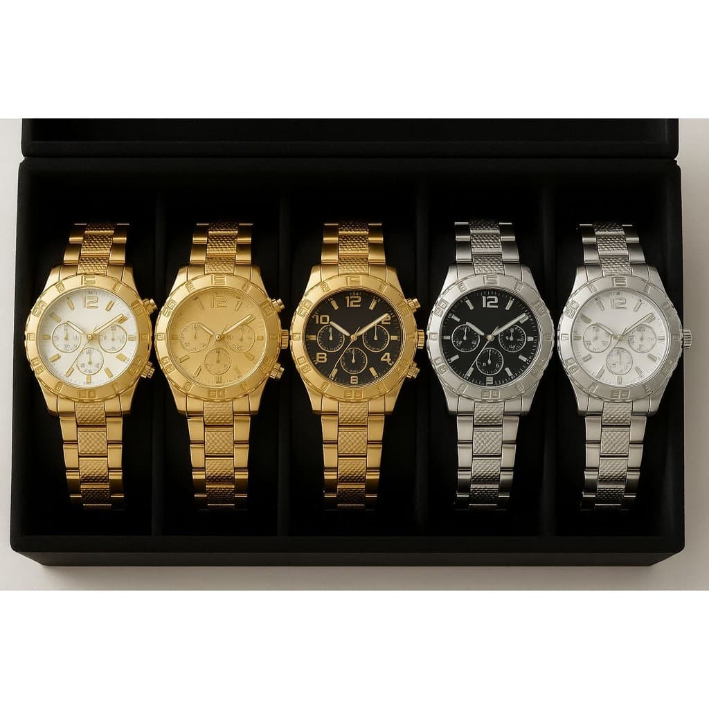 Relógio masculino luxuoso clássico de aço inoxidável + caixa de embalagem - elegante relógio de quartzo de alta qualidad