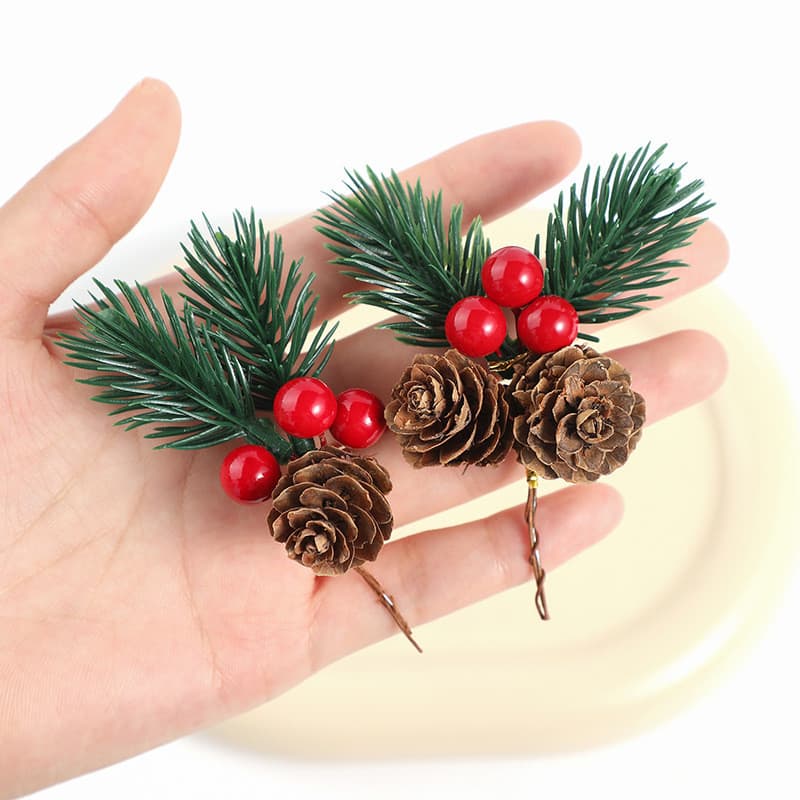 SUHU 10 Peças De Enfeite De Natal , Decoração Floral Artificial De Baga Vermelha , Pinha