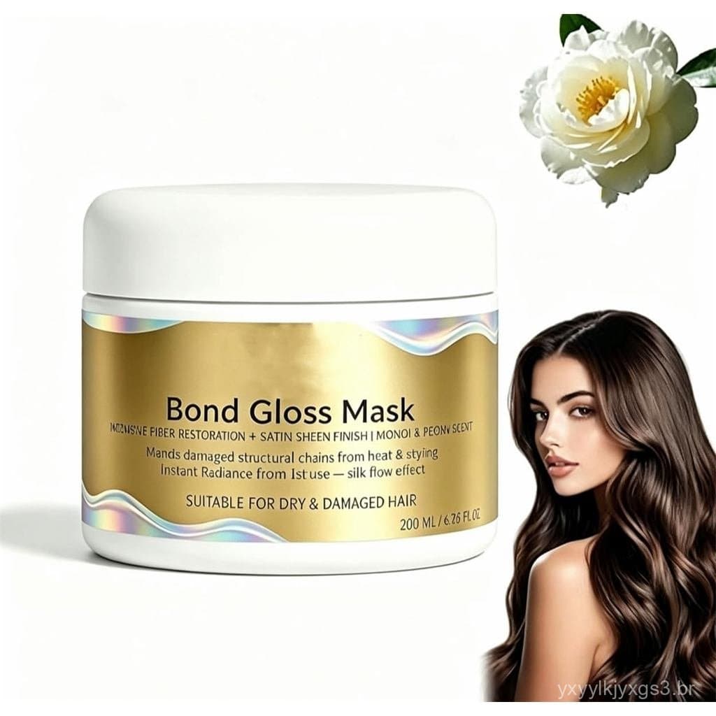 BondGlosask-Naturels Máscara Capilar de Reparação Profunda com Queratina Hidrolisada e Ácido Hialurônico, Hidratante e B