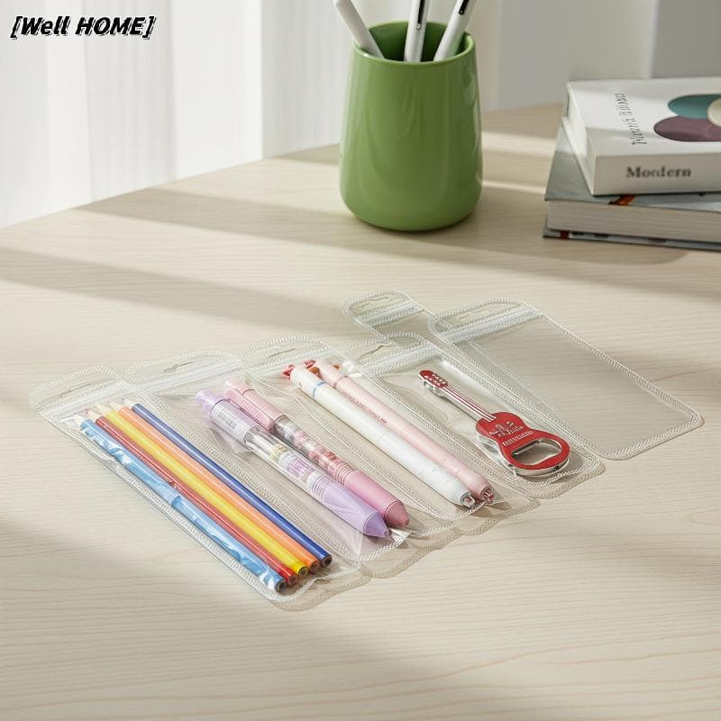 [Bem HOME] 50 Peças Sacos De Armazenamento De Plástico Transparentes Longos Para Unhas , Cílios , Exibição De Joias , Lo