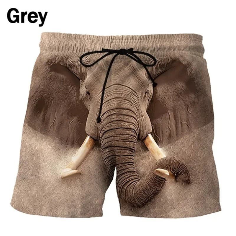 Elegante Elefante 3D Impressão Digital Masculino Casual Europeu Praia Shorts Secagem Rápida Respirável Confortável Verão