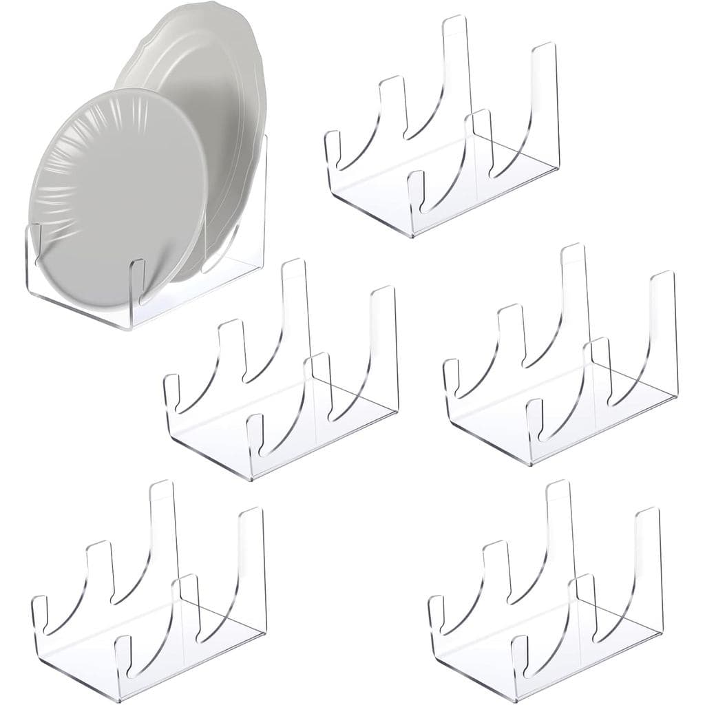 Suporte de Exibição para Pratos de Jantar com 4 Peças, Suporte de 2 Níveis para Pratos de Porcelana, Suportes de Acrílic